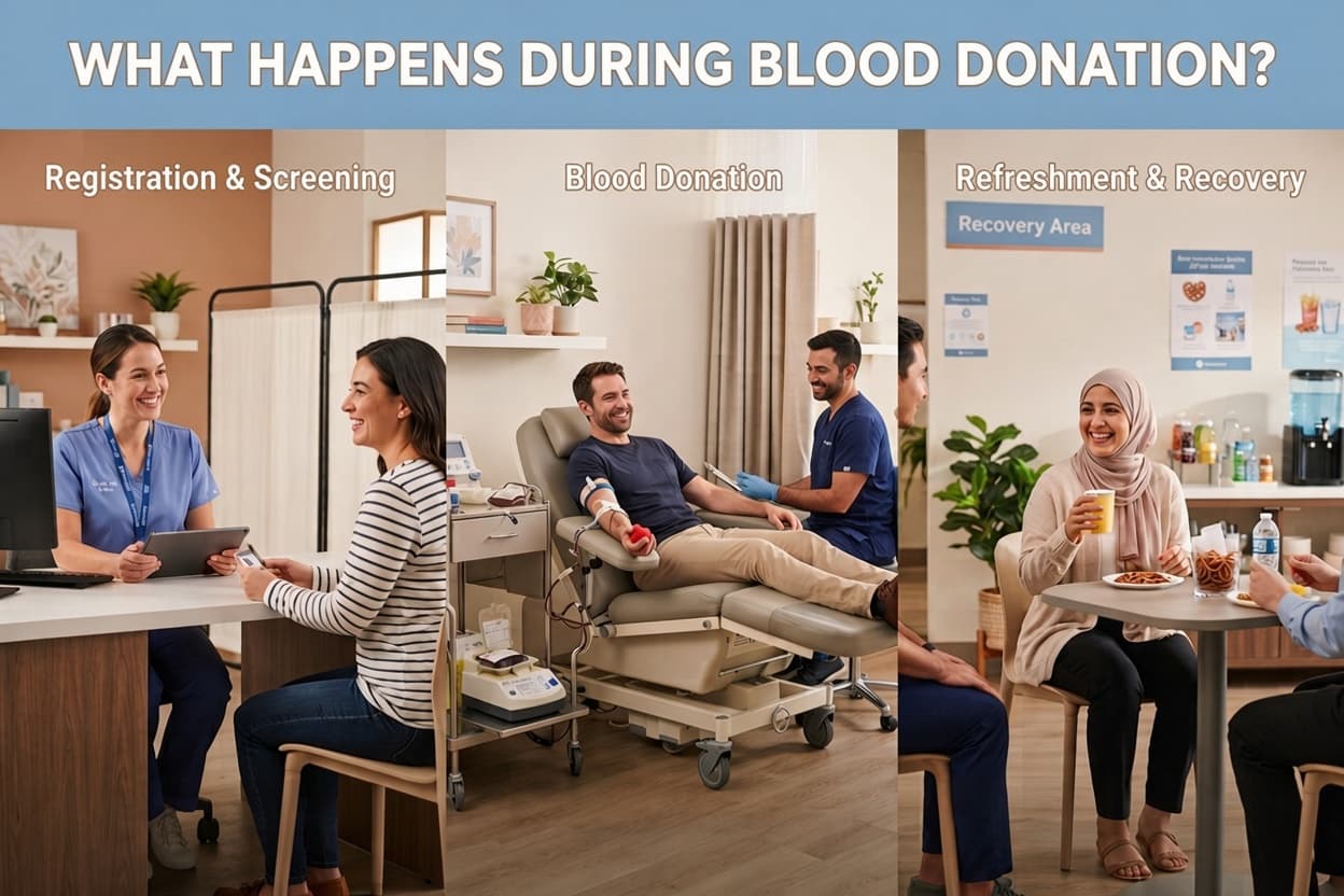What happens during blood donation?